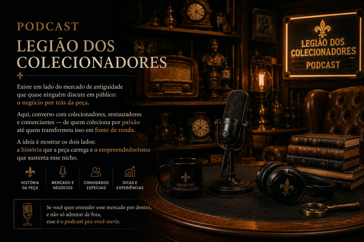 Podcast da Legião dos Colecionadores: conversas sobre o mercado de antiguidade e o negócio por trás da peça.